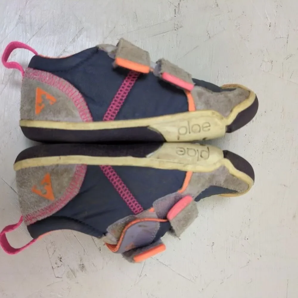 PLAE Ty Little Girl's Size 8 Comfort Running Shoes Gray Blue Pink Orange